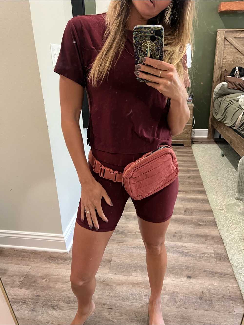 Light Burgundy Active Quilted Waist Bag